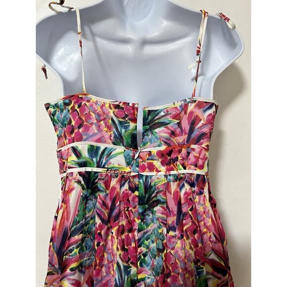 J.Crew Ratti Print Pineapple Midi Sundress Size 2 Pink Tropical Vacation NEW - Picture 3 of 8